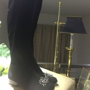 boots above the knee, black with a decor